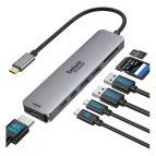 Portability 7-IN-1 USB-C to USB3.0×2+HDMI 4K60Hz +PD 100W +SD/TF 3.0 Adapter