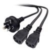 8ware 3m 10amp Y Split Power Cable with AU/NZ 3-pin Male Plug 2xIEC F C13 Socket & Cord for PC & Monitor to Wall Power Socket