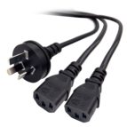 8ware 3m 10amp Y Split Power Cable with AU/NZ 3-pin Male Plug 2xIEC F C13 Socket & Cord for PC & Monitor to Wall Power Socket