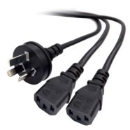 8ware 3m 10amp Y Split Power Cable with AU/NZ 3-pin Male Plug 2xIEC F C13 Socket & Cord for PC & Monitor to Wall Power Socket