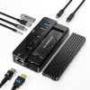 2-in-1 M.2 SATA PCIe SSD Enclosure and USB 3.1 Type-C Hub – RJ45 / USB 3.1 Type-A / HDMI / USB Type-C PD