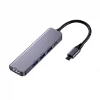 Portability 5-IN-1 USB-C to USB3.0×3+HDMI 4K60Hz +PD 100W Adapter
