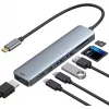 Portability 7-IN-1 USB-C to USB3.0×2+HDMI 4K30Hz +PD 100W +SD/TF 2.0 HUB + Stand 0.15m