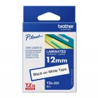 Brother TZe-231 12mm black-on-white laminated label tape